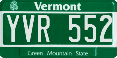VT license plate YVR552