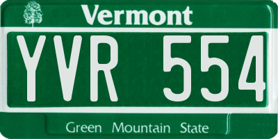 VT license plate YVR554
