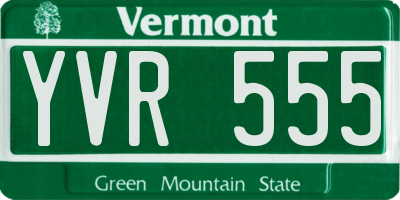 VT license plate YVR555