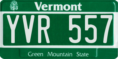 VT license plate YVR557
