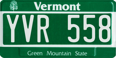 VT license plate YVR558