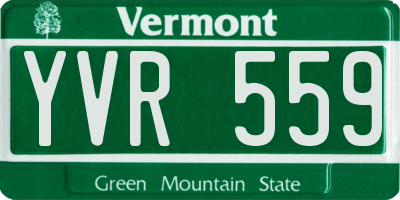 VT license plate YVR559