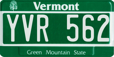 VT license plate YVR562