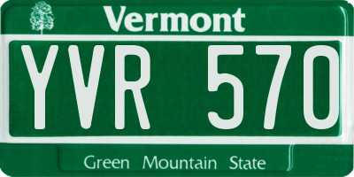 VT license plate YVR570
