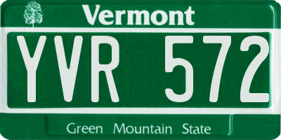 VT license plate YVR572