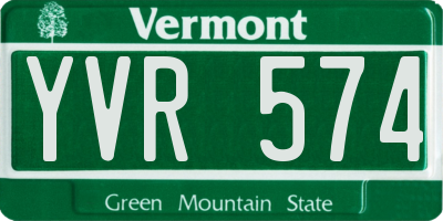 VT license plate YVR574