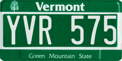 VT license plate YVR575