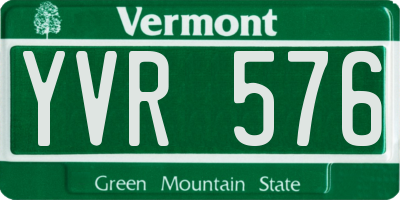 VT license plate YVR576