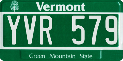VT license plate YVR579