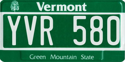 VT license plate YVR580