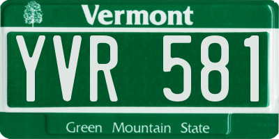 VT license plate YVR581