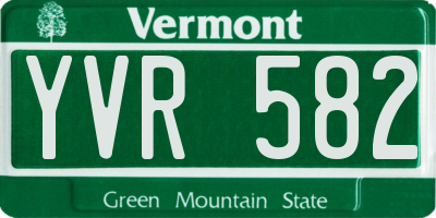 VT license plate YVR582