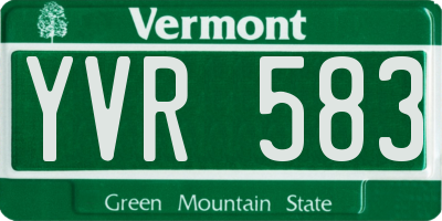 VT license plate YVR583