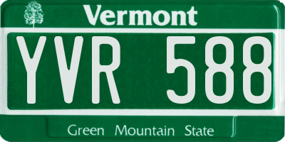 VT license plate YVR588