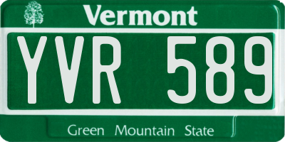 VT license plate YVR589