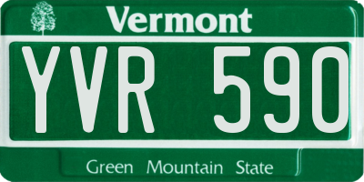 VT license plate YVR590