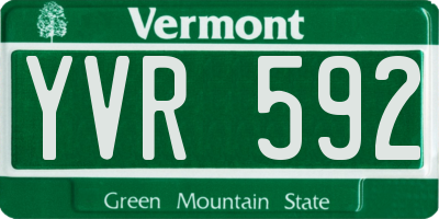 VT license plate YVR592