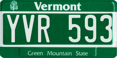 VT license plate YVR593