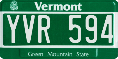 VT license plate YVR594