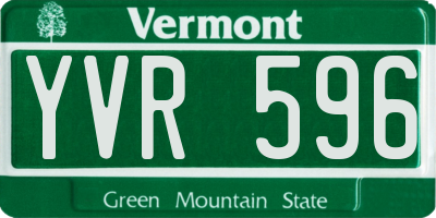 VT license plate YVR596