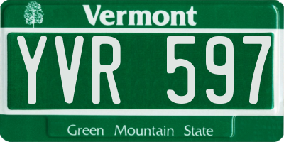 VT license plate YVR597