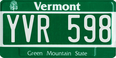 VT license plate YVR598