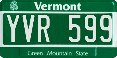 VT license plate YVR599