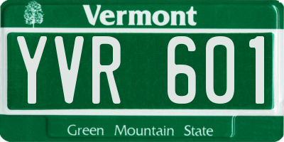 VT license plate YVR601