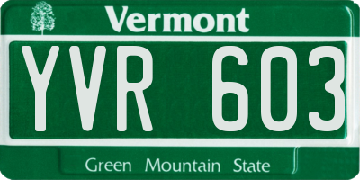 VT license plate YVR603