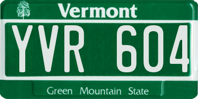 VT license plate YVR604