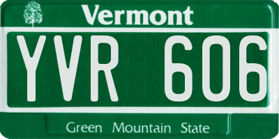 VT license plate YVR606