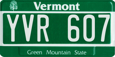 VT license plate YVR607