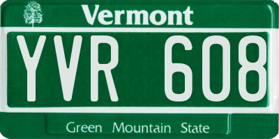 VT license plate YVR608