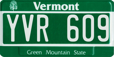 VT license plate YVR609