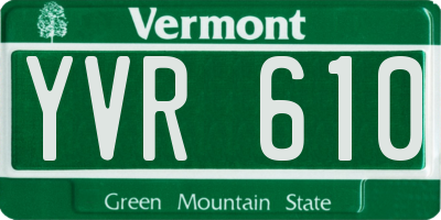 VT license plate YVR610