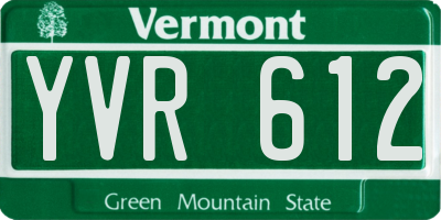 VT license plate YVR612