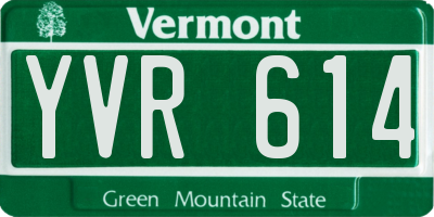 VT license plate YVR614