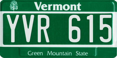 VT license plate YVR615