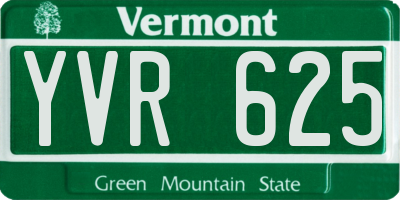 VT license plate YVR625