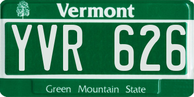 VT license plate YVR626