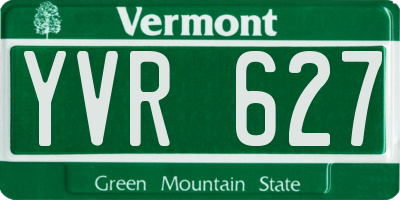 VT license plate YVR627