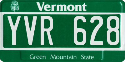 VT license plate YVR628