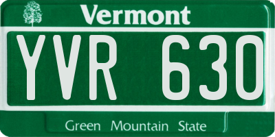 VT license plate YVR630