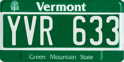 VT license plate YVR633