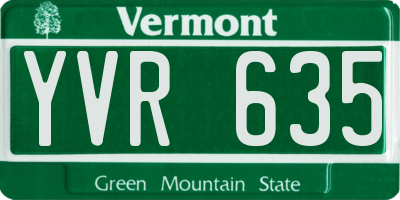 VT license plate YVR635