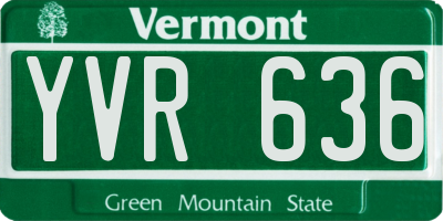 VT license plate YVR636