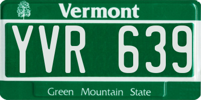 VT license plate YVR639