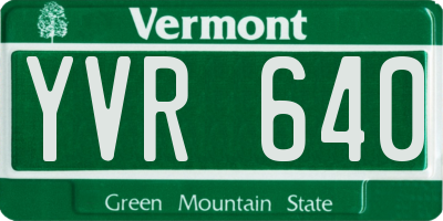 VT license plate YVR640