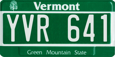 VT license plate YVR641