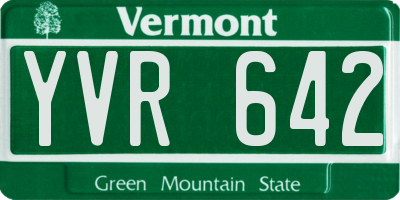 VT license plate YVR642